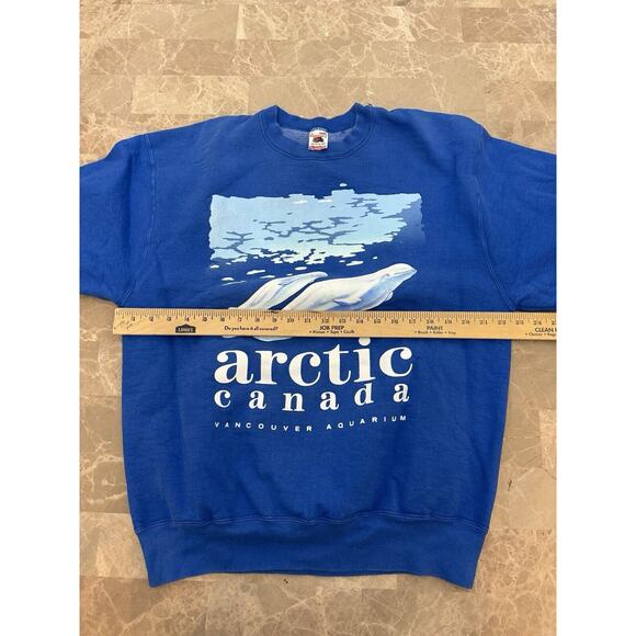 Vintage 90s Canadian Arctic Vancouver Aquarium Wildlife Long Sleeve Sweatshirt L - Picture 3 of 5